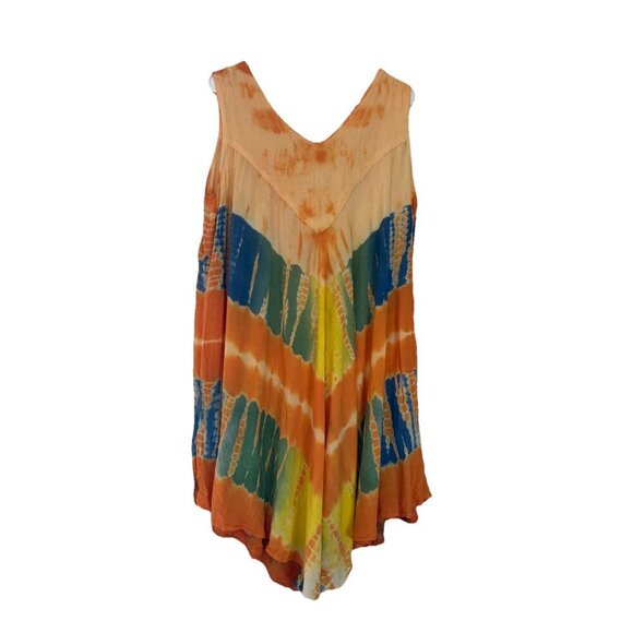 Womens Dress Tie Dye Embroidered Cover Up Tropical Palm Trees Beach FREE SIZE - Picture 6 of 16
